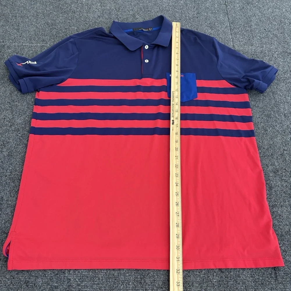 Gozzer Ranch Ralph Lauren RLX Golf Polo Men's Sz‎ XL Color Block Pocket Blue Red